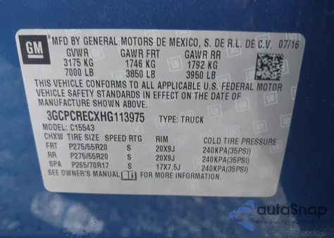 2017 Chevrolet Silverado 1500 1Lt из США, поврежденный, VIN 3GCPCRECXHG113975